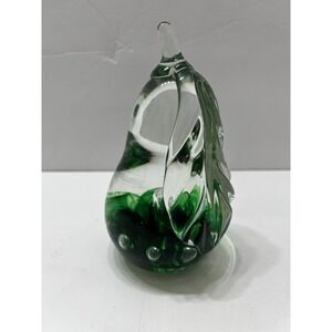 Wheatonware Exclusive 1974 Art Glass Controlled Bubble Pear Paperweight 6"